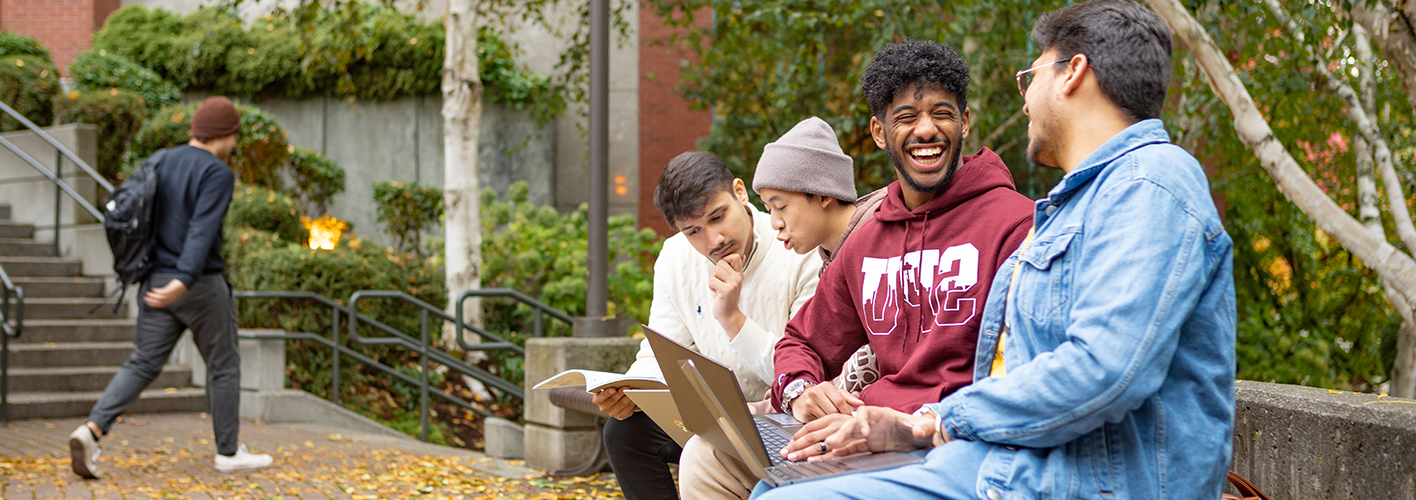 SPU Students Studying in Martin Square on Campus